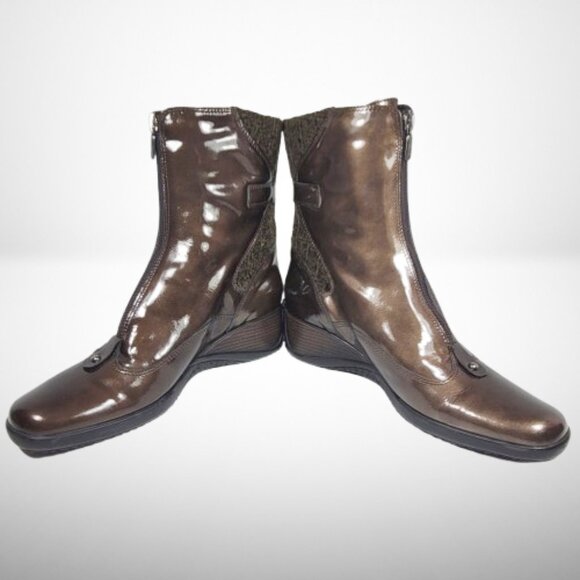Aquaitalia Miracle Waterproof Front Zipped Boots in Hazelnut Patent Leather - Picture 11 of 16